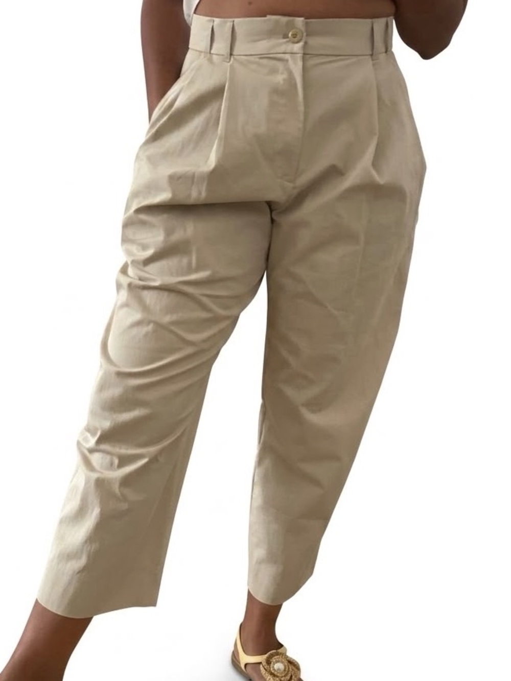 Banana Republic Cropped Pleat Front Trousers in Beige